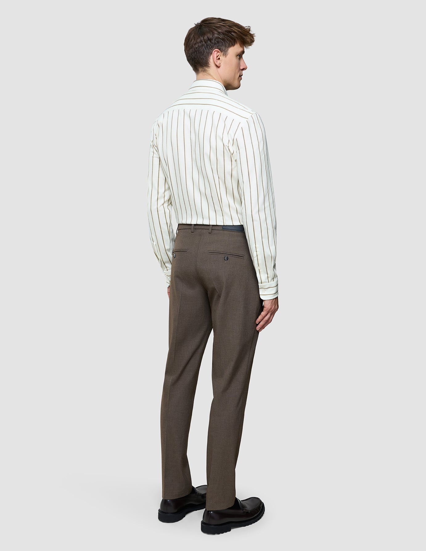 Classic Shirt Sand Herringbone Stripes Regular