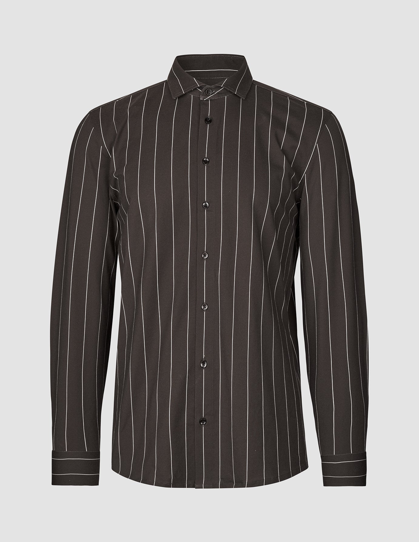 Classic Shirt Brown Pinstripes Regular | SHAPING NEW TOMORROW