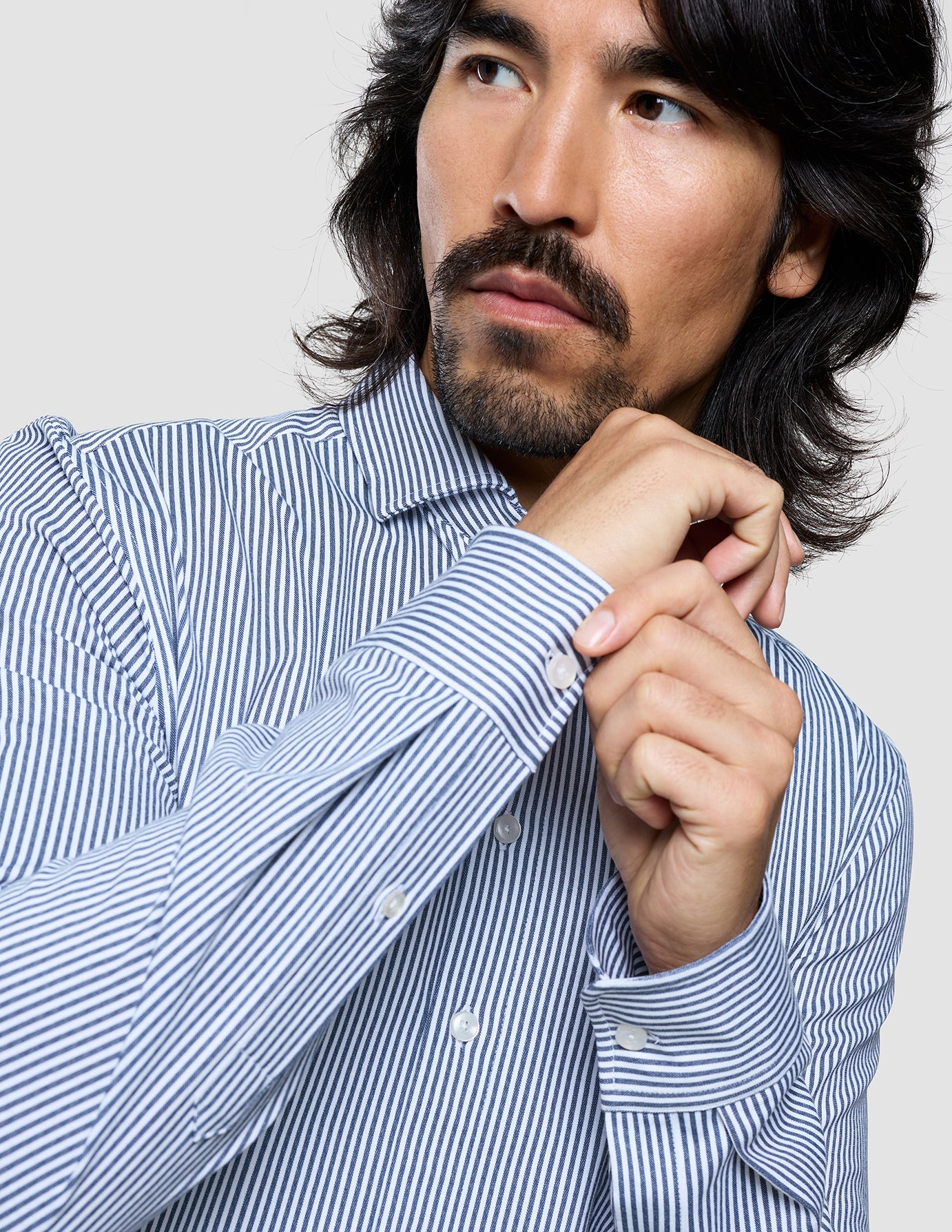 Classic Shirt Marine Herringbone Regular