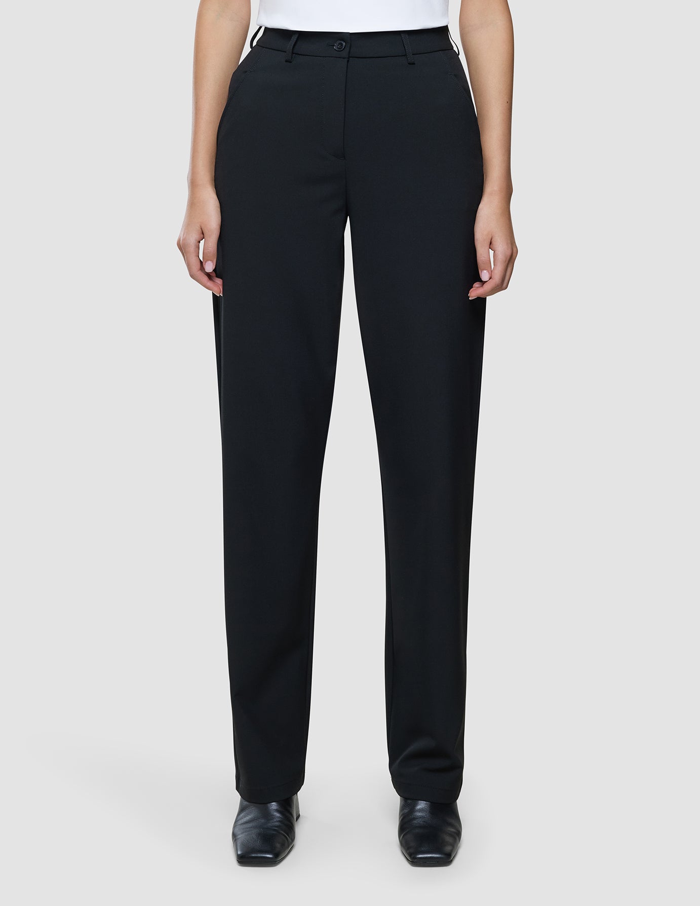 Women Ease Pants Straight Black