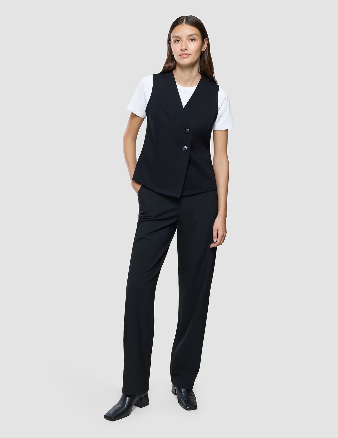 Women Ease Pants Straight Black