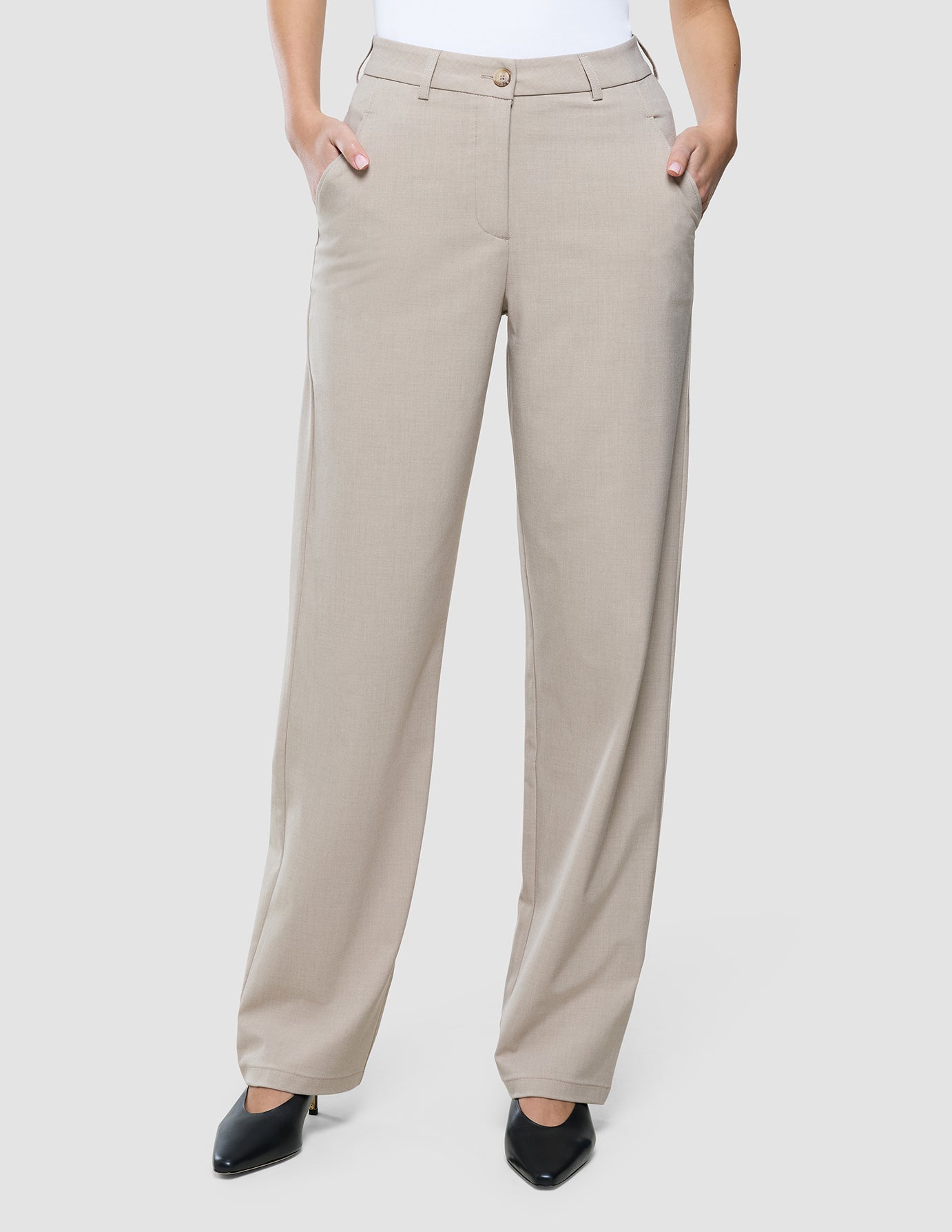 Women Ease Pants Straight Vanilla Melange