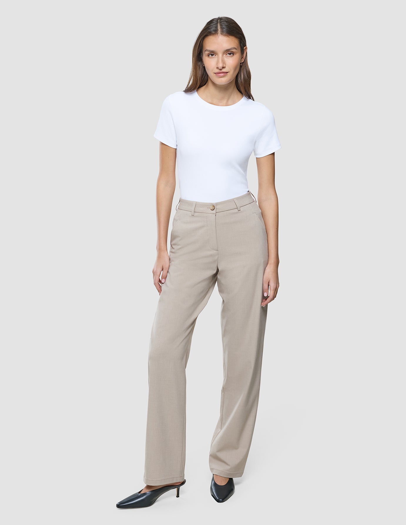 Women Ease Pants Straight Vanilla Melange