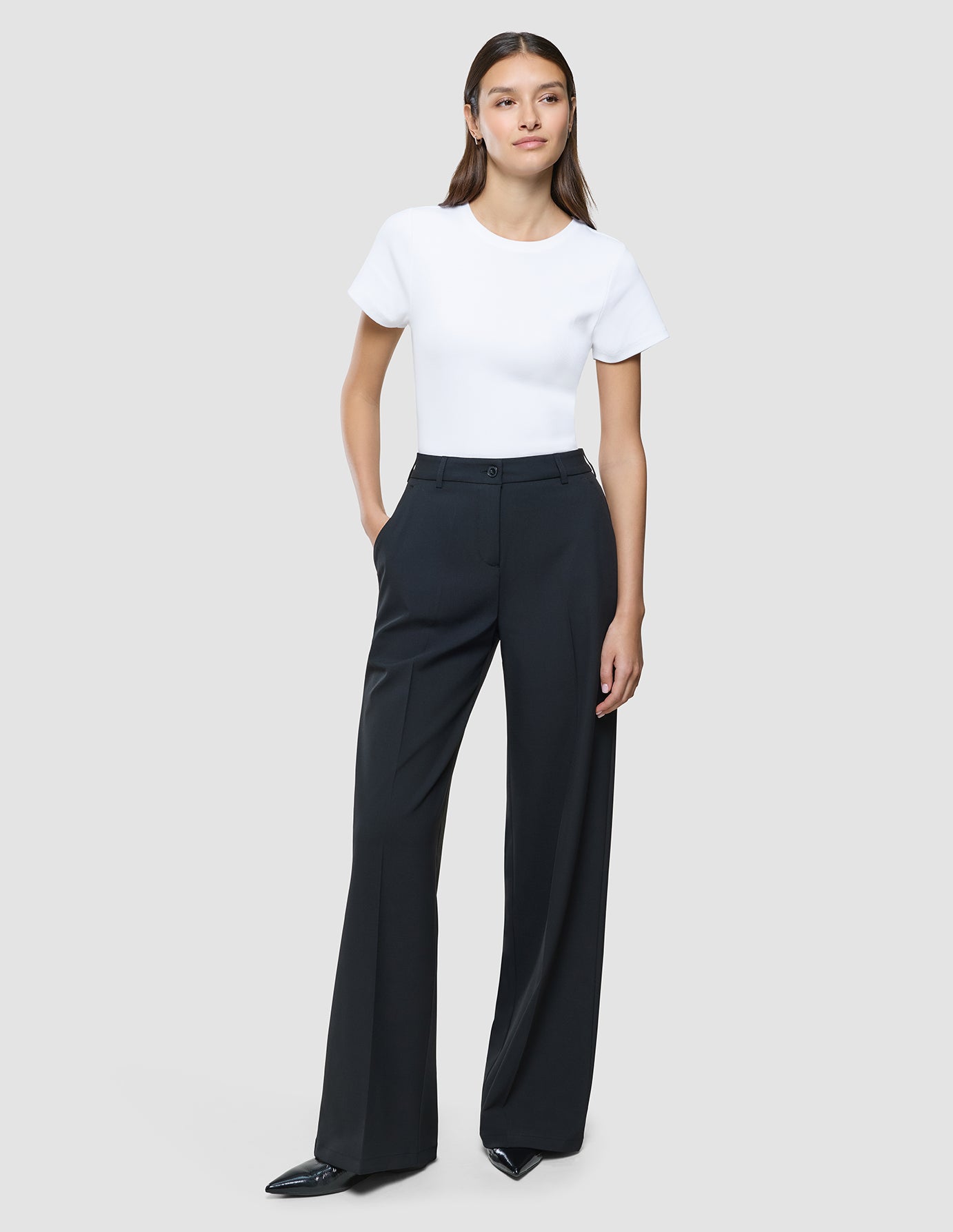 Women Ease Pants Wide Black