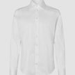 Elevated Shirt White Slim i sprød, hvid Pima-bomuld med lange ærmer, knaplukning og en klassisk spredt krave.