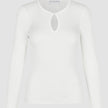 Women Fine Knit Rib Long Sleeve Off White