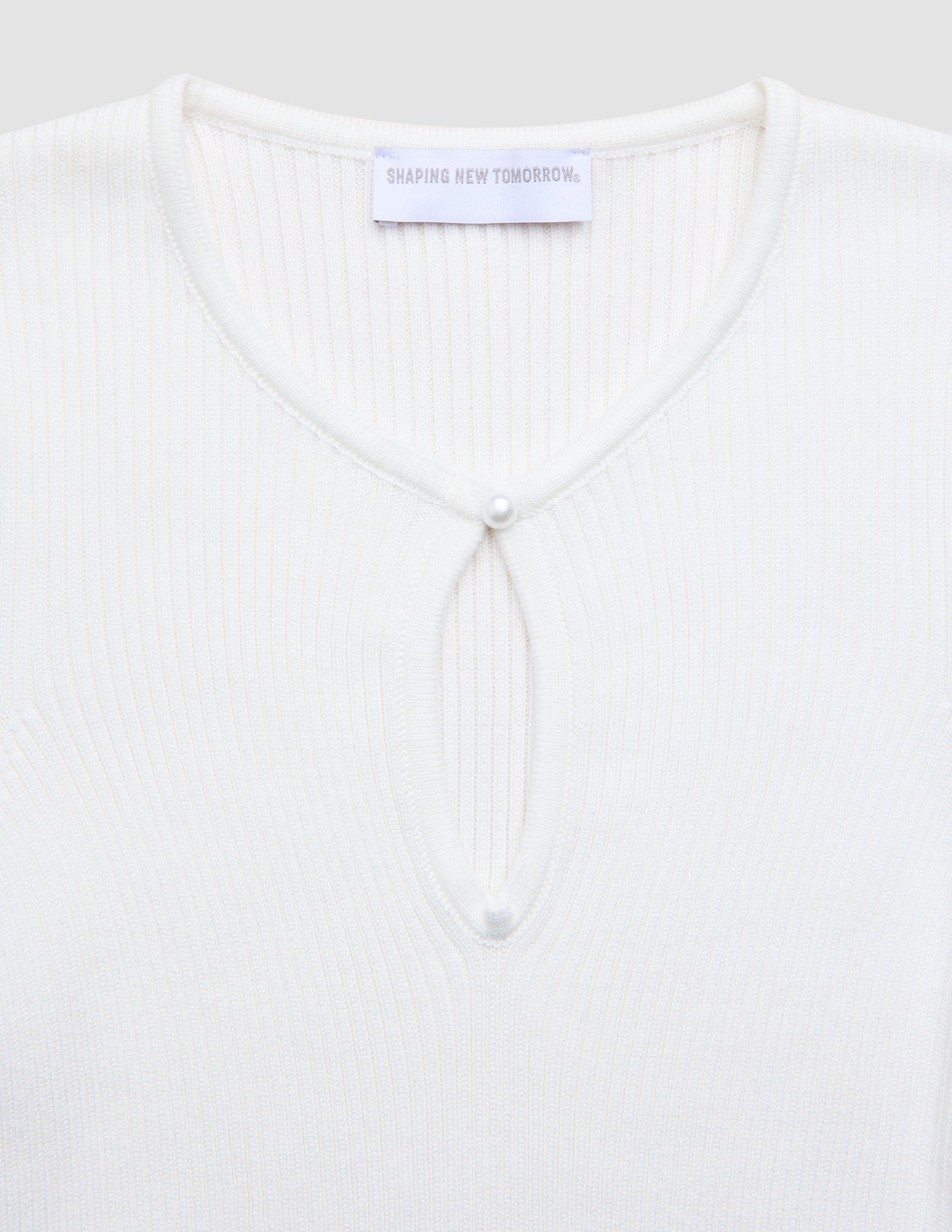 Women Fine Knit Rib Long Sleeve Off White