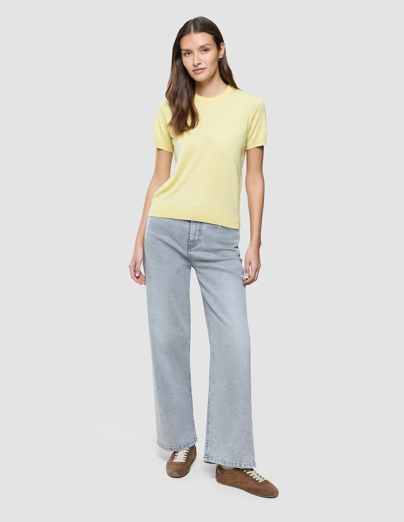 Women Fine Knit T-Shirt Sunlight Yellow