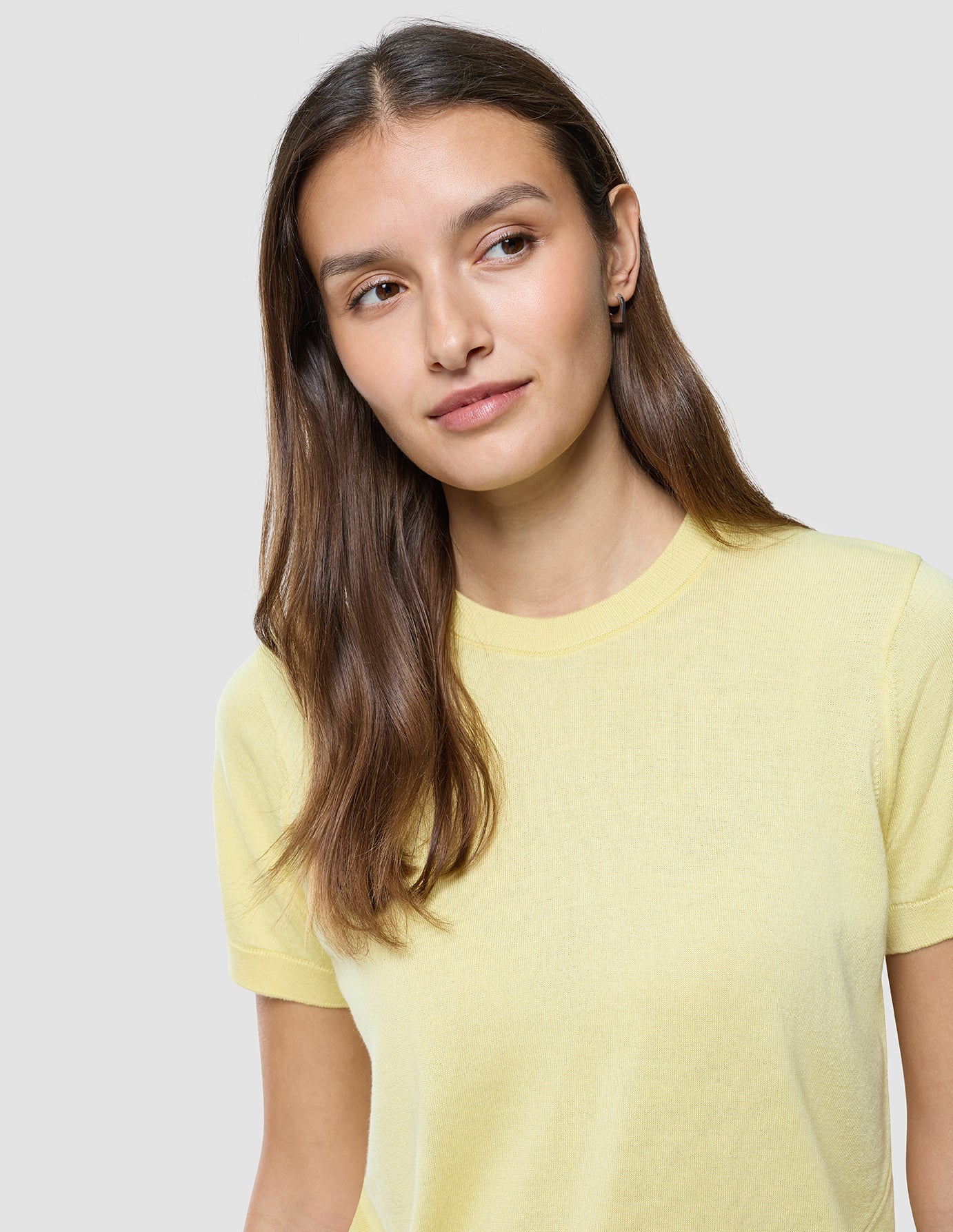 Women Fine Knit T-Shirt Sunlight Yellow