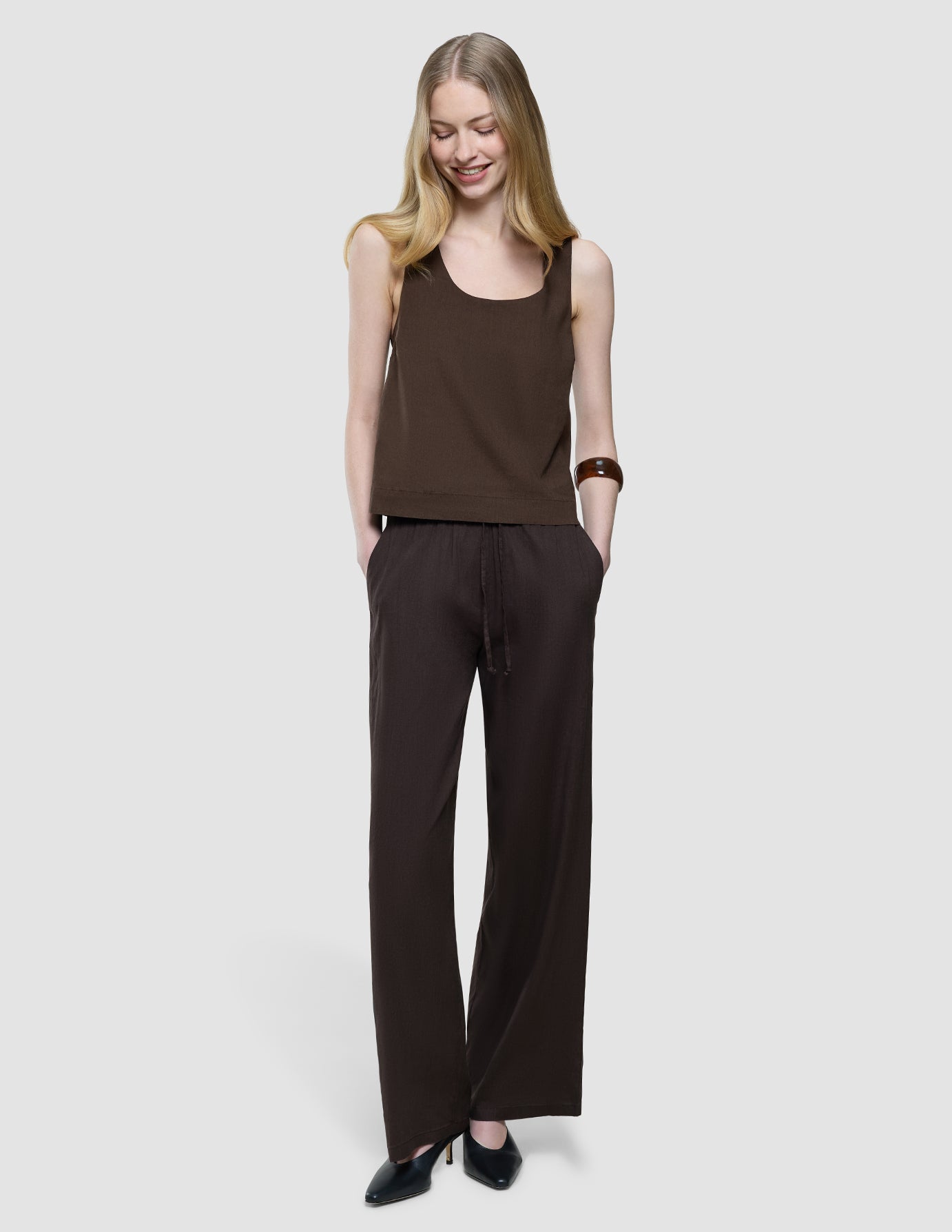 Women's Linen Pants Relaxed Espresso