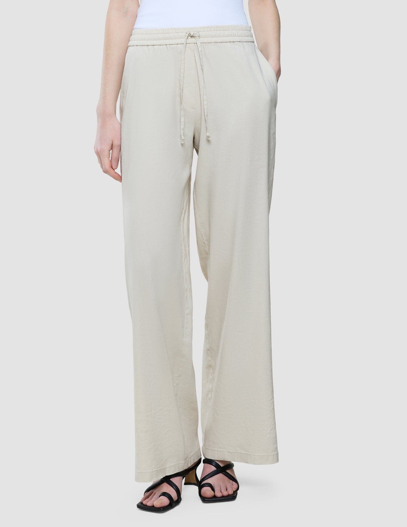 Women's Linen Pants Relaxed Sandy Beige