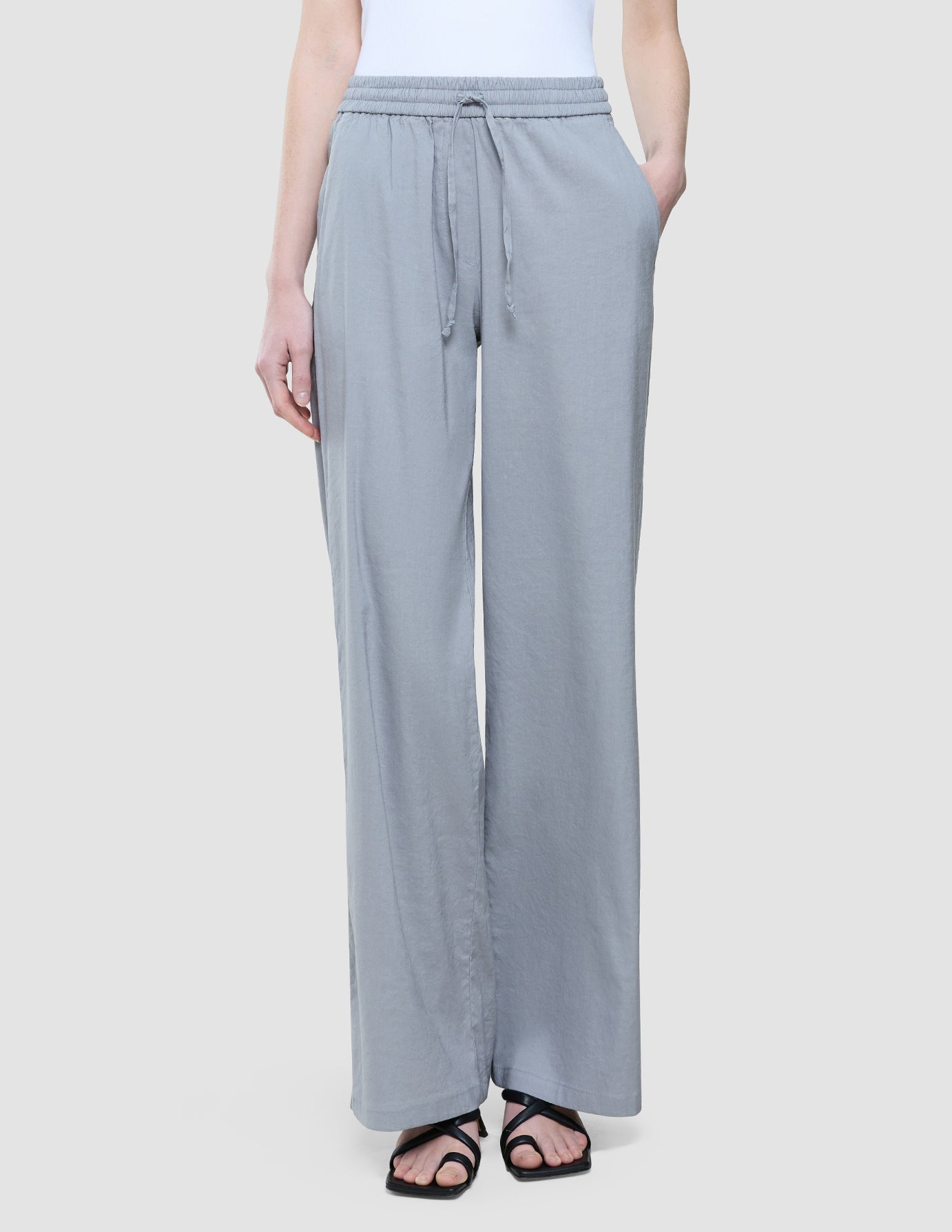 Women Linen Pants Relaxed Stone Grey