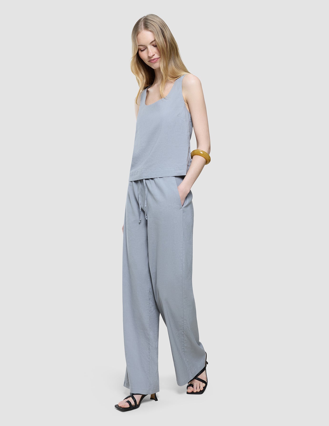 Women Linen Pants Relaxed Stone Grey