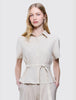 Women's Linen Shirt Short Sleeved Sandy Beige