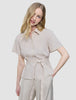 Women's Linen Shirt Short Sleeved Sandy Beige