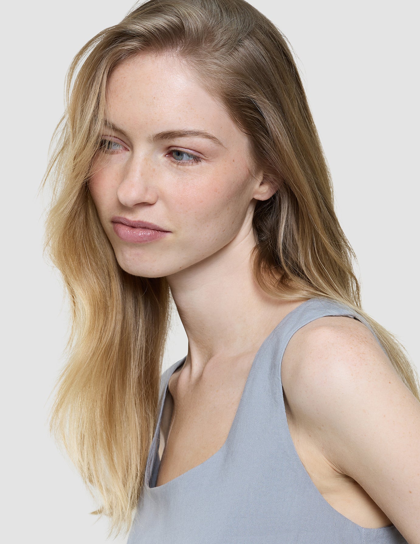 Women Linen Top Stone Grey