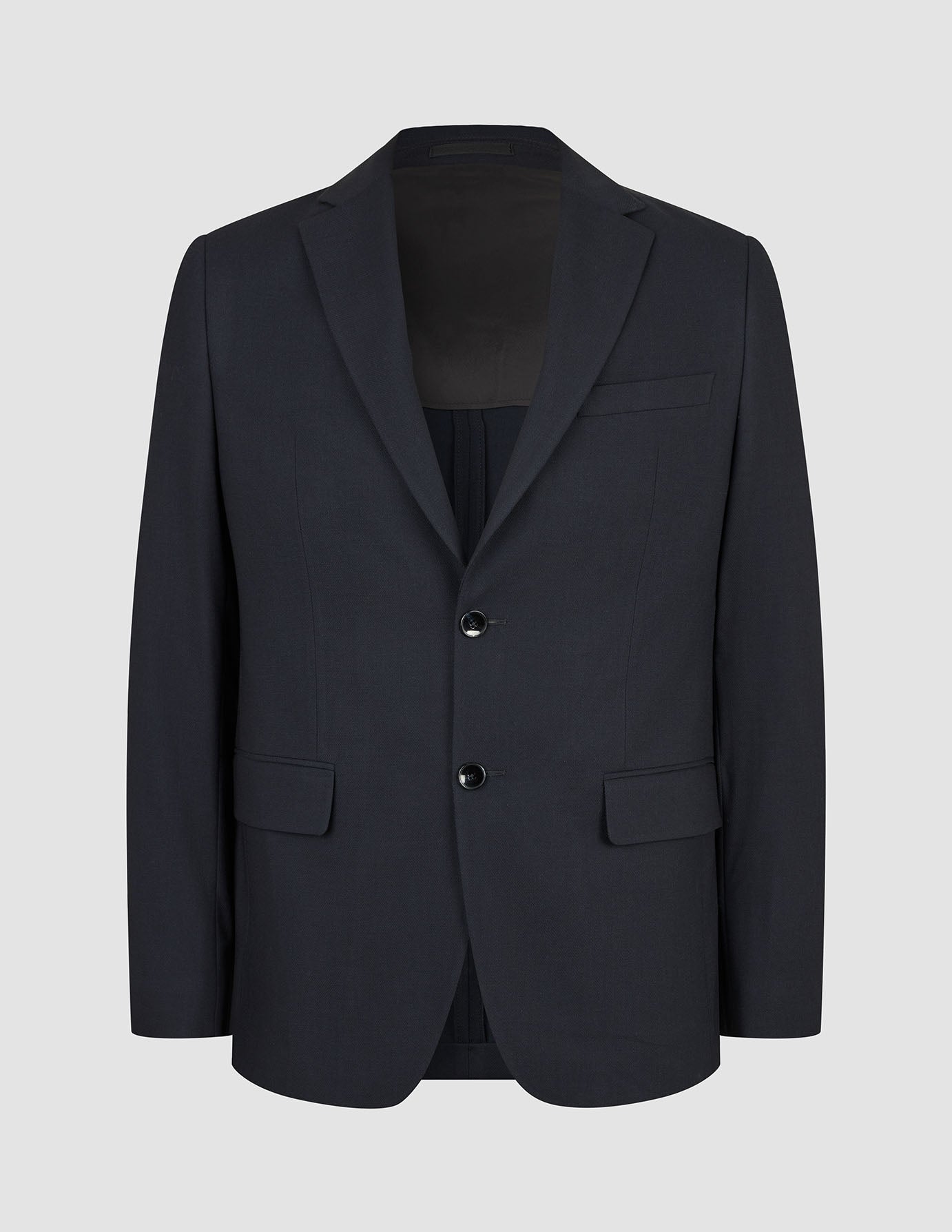 Motion Blazer Regular, midnatsblå Blazer med 360°-stretch, to knapper, skrå revers og lommer med klap.