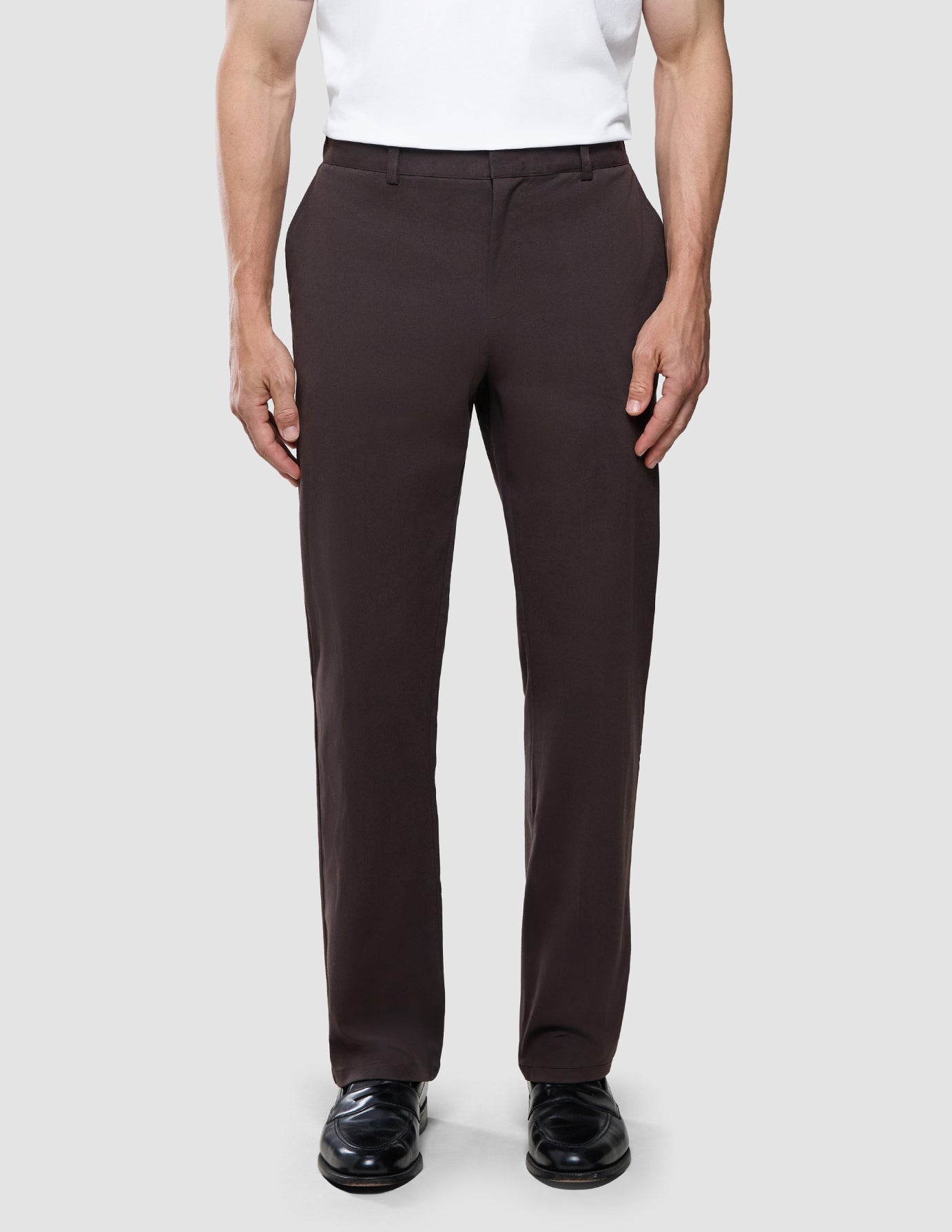 Refine Cotton Pants Relaxed Fit Dark Brown