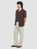 Refined Linen Bowling Short Sleeve Shirt Dark Brown