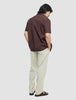 Refined Linen Bowling Short Sleeve Shirt Dark Brown