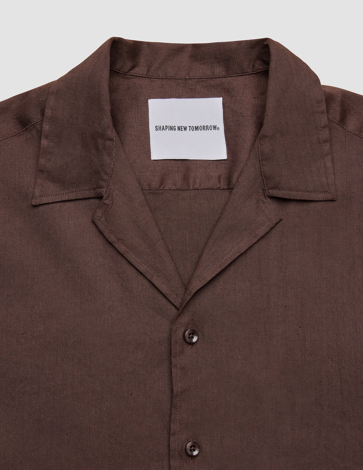 Refined Linen Bowling Short Sleeve Shirt Dark Brown