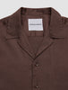 Refined Linen Bowling Short Sleeve Shirt Dark Brown