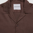 Refined Linen Bowling Short Sleeve Shirt Dark Brown