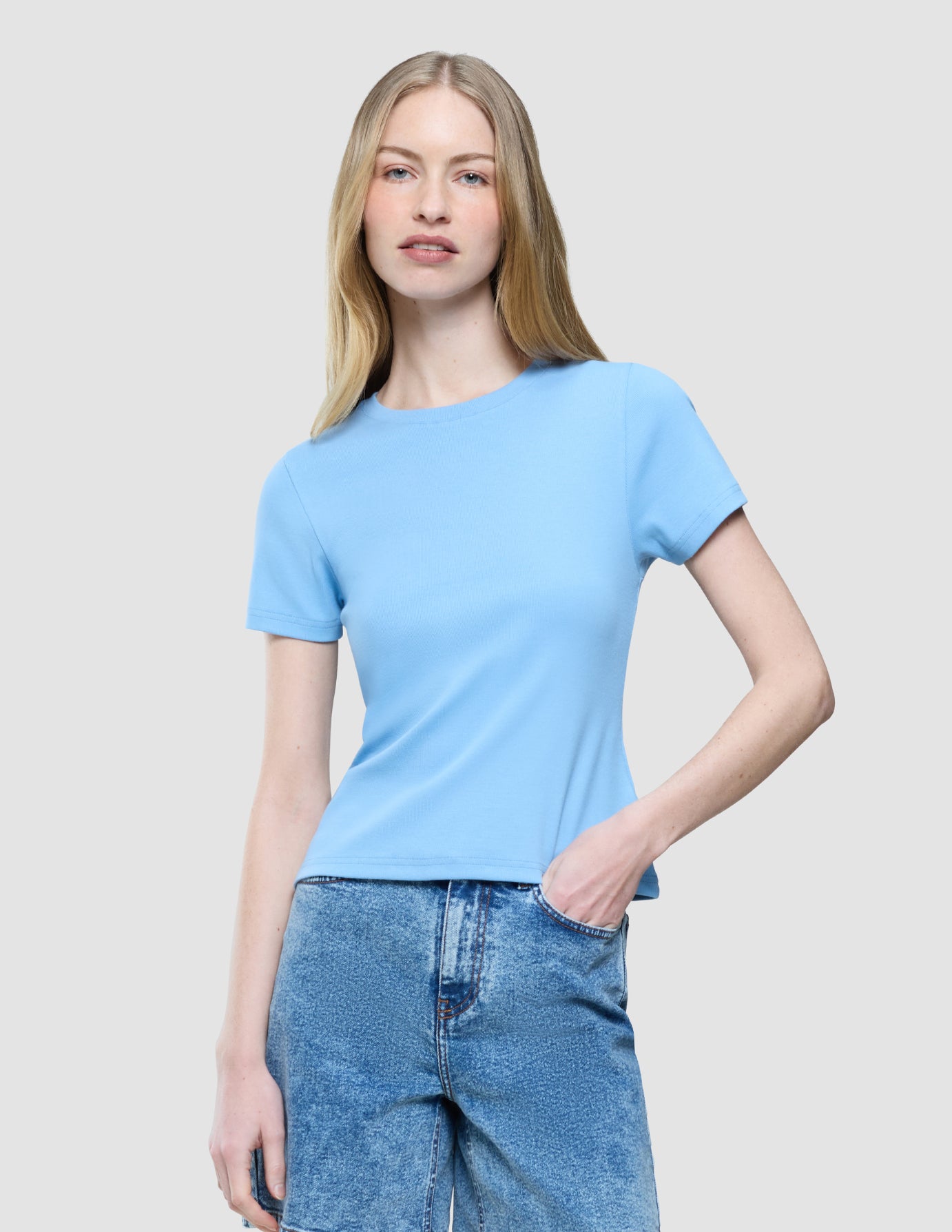 Women's Rib T-Shirt Blissful Blue