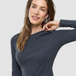 Women Rib T-shirt Long Sleeve Dark Grey Melange