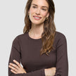 Women Rib T-shirt Long Sleeve Espresso