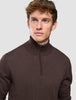 Seamless Core Knit Half Zip Dark Brown