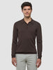 Seamless Core Knit Long Sleeve Polo Dark Brown