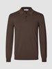 Seamless Core Knit Long Sleeve Polo Dark Brown