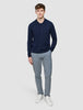 Seamless Core Knit Long Sleeve Polo Dark Navy