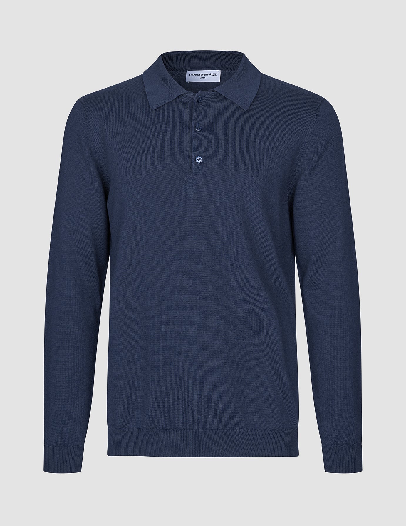 Seamless Core Knit Long Sleeve Polo Dark Navy