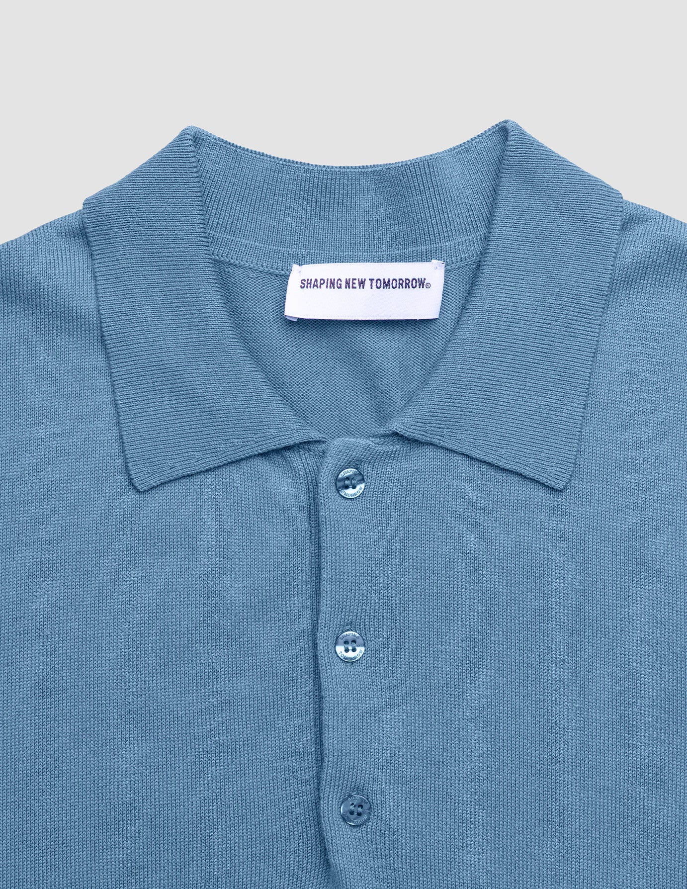 Seamless Core Knit Short Sleeve Polo Blue Tide