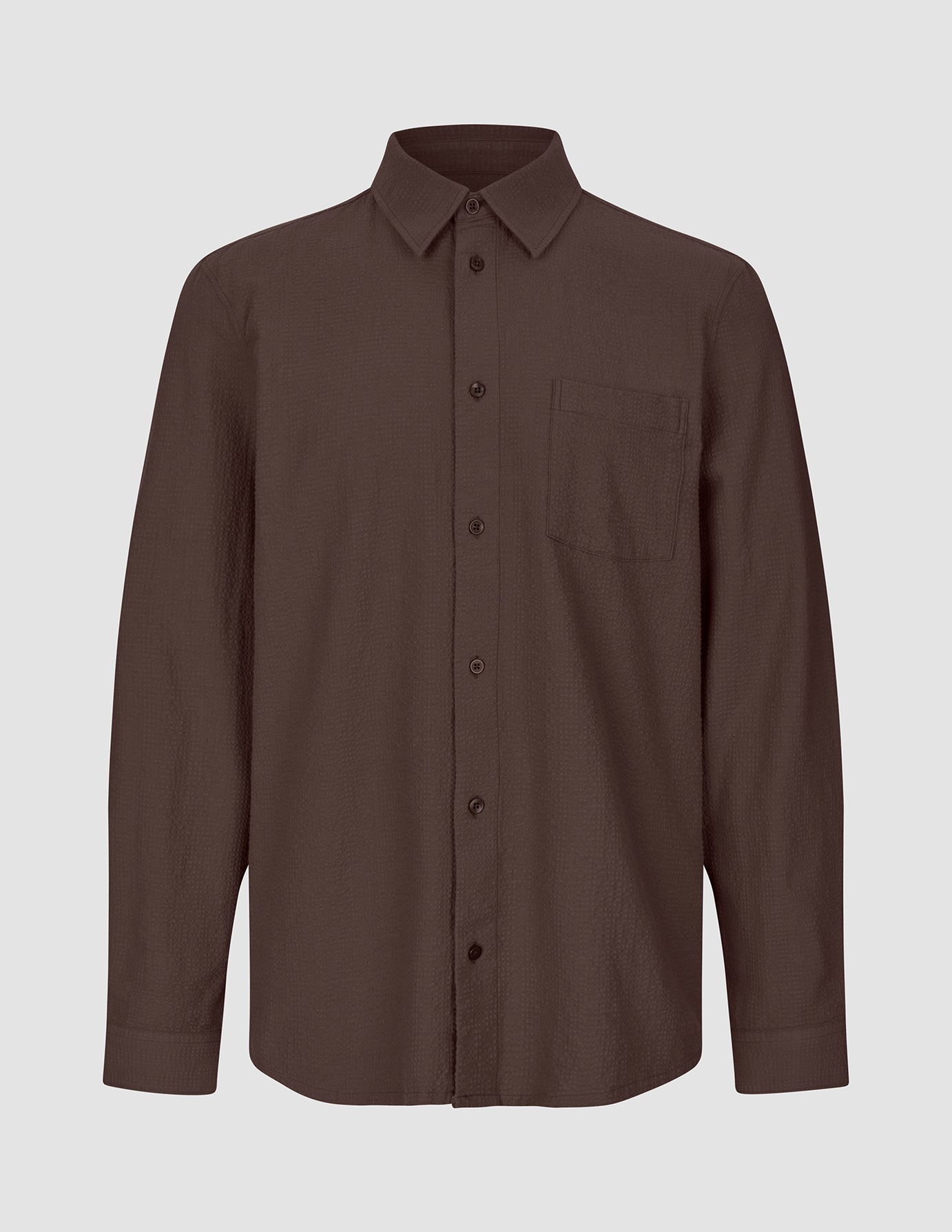 Seersucker Casual Shirt Dark Brown