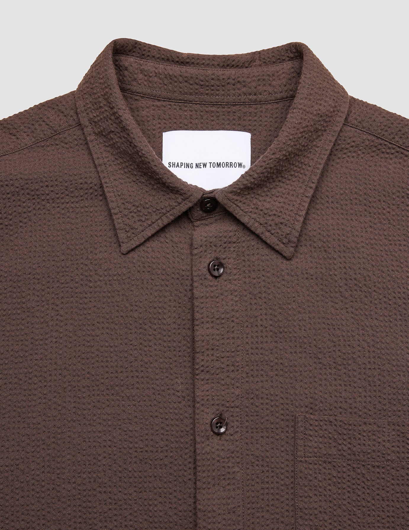 Seersucker Casual Shirt Dark Brown