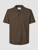 Seersucker Short Sleeve Shirt Cocoa Pinstripes