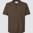 Seersucker Short Sleeve Shirt Cocoa Pinstripes