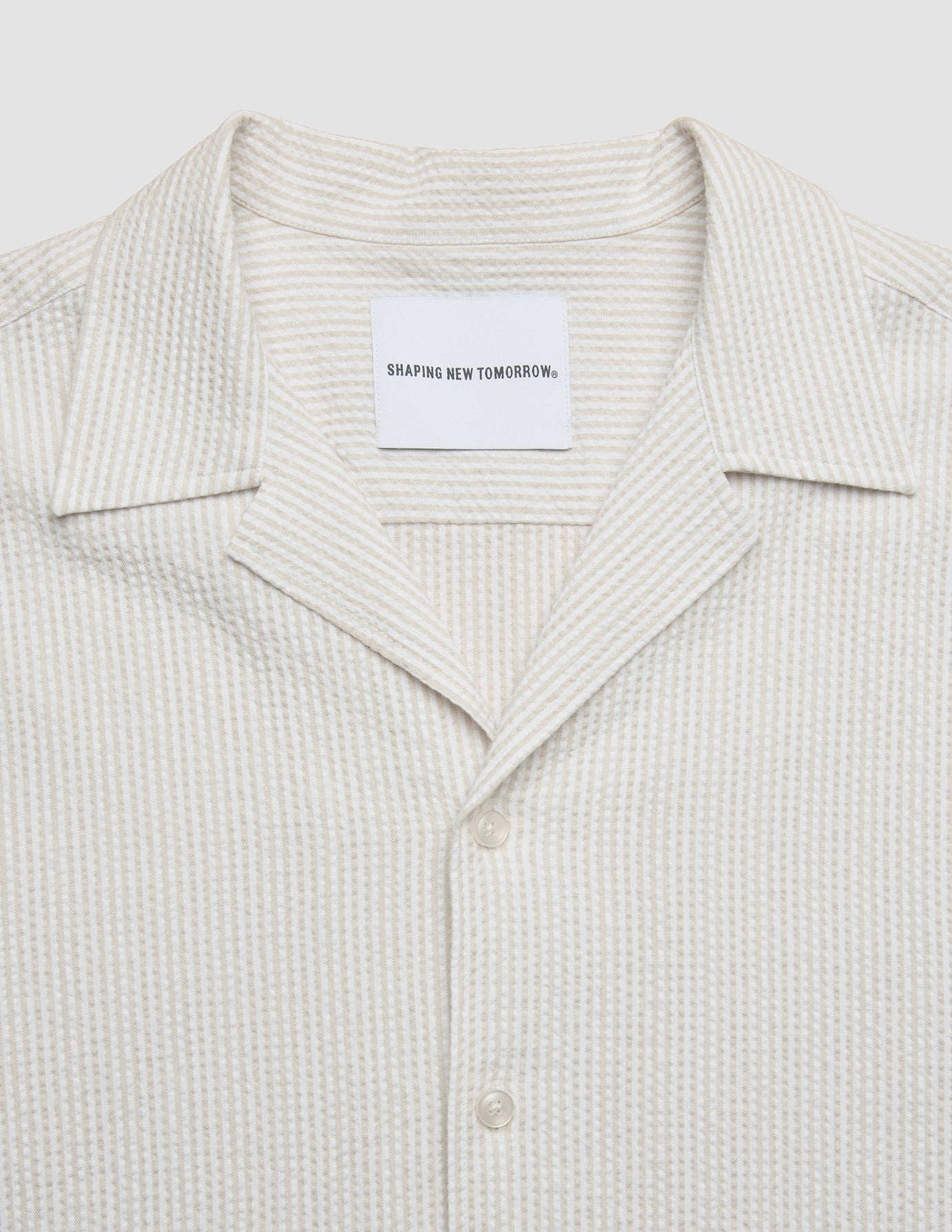 Seersucker Short Sleeve Shirt Cream Stripes
