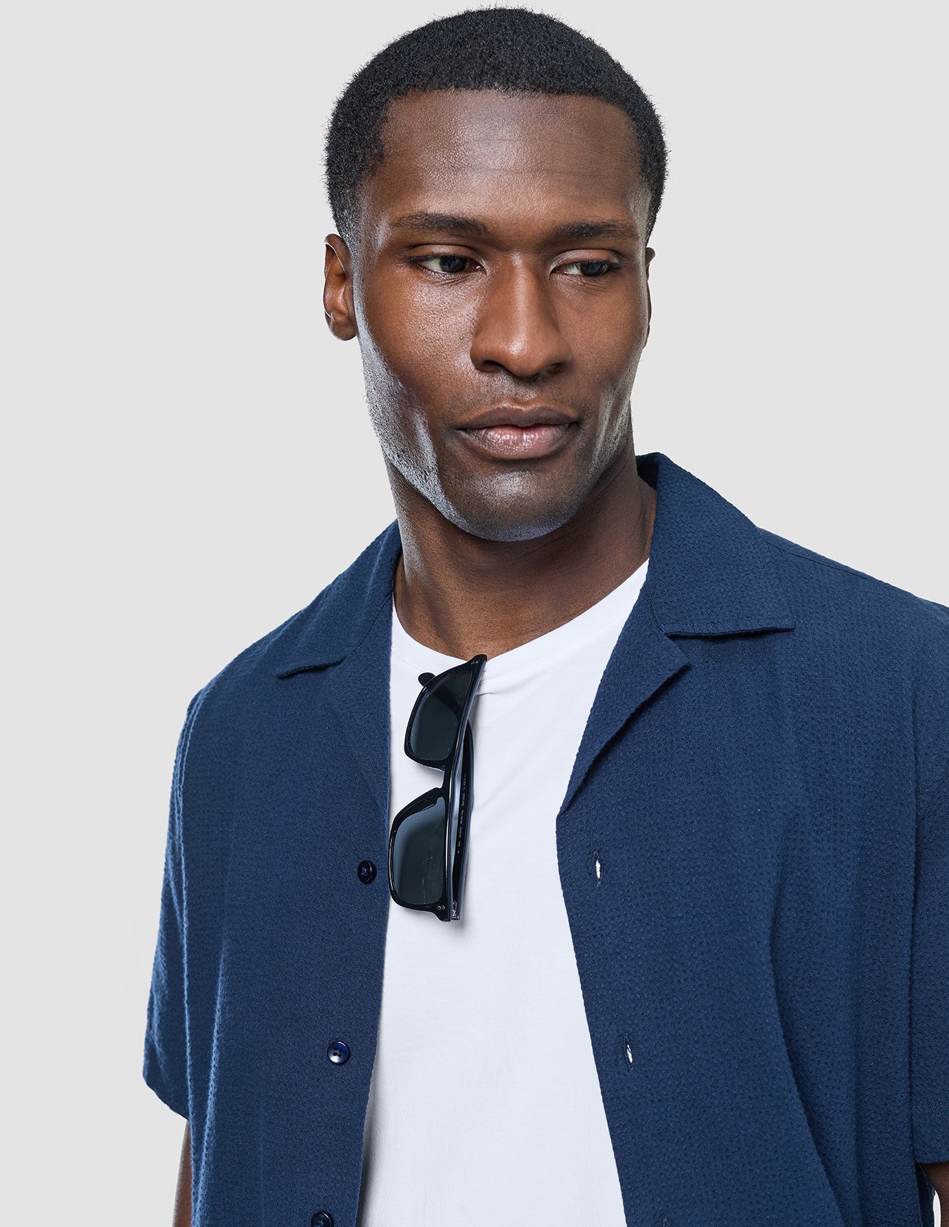 Seersucker Short Sleeve Shirt Dark Navy