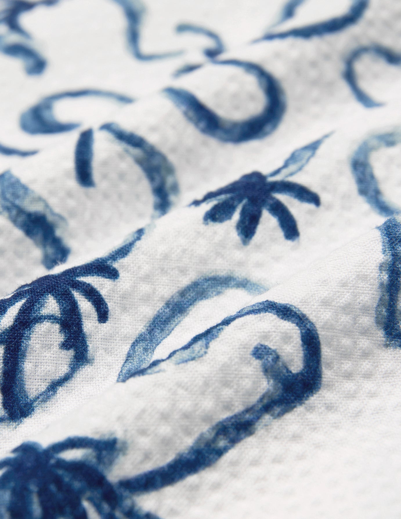 Seersucker Short Sleeve Shirt Navy Palms