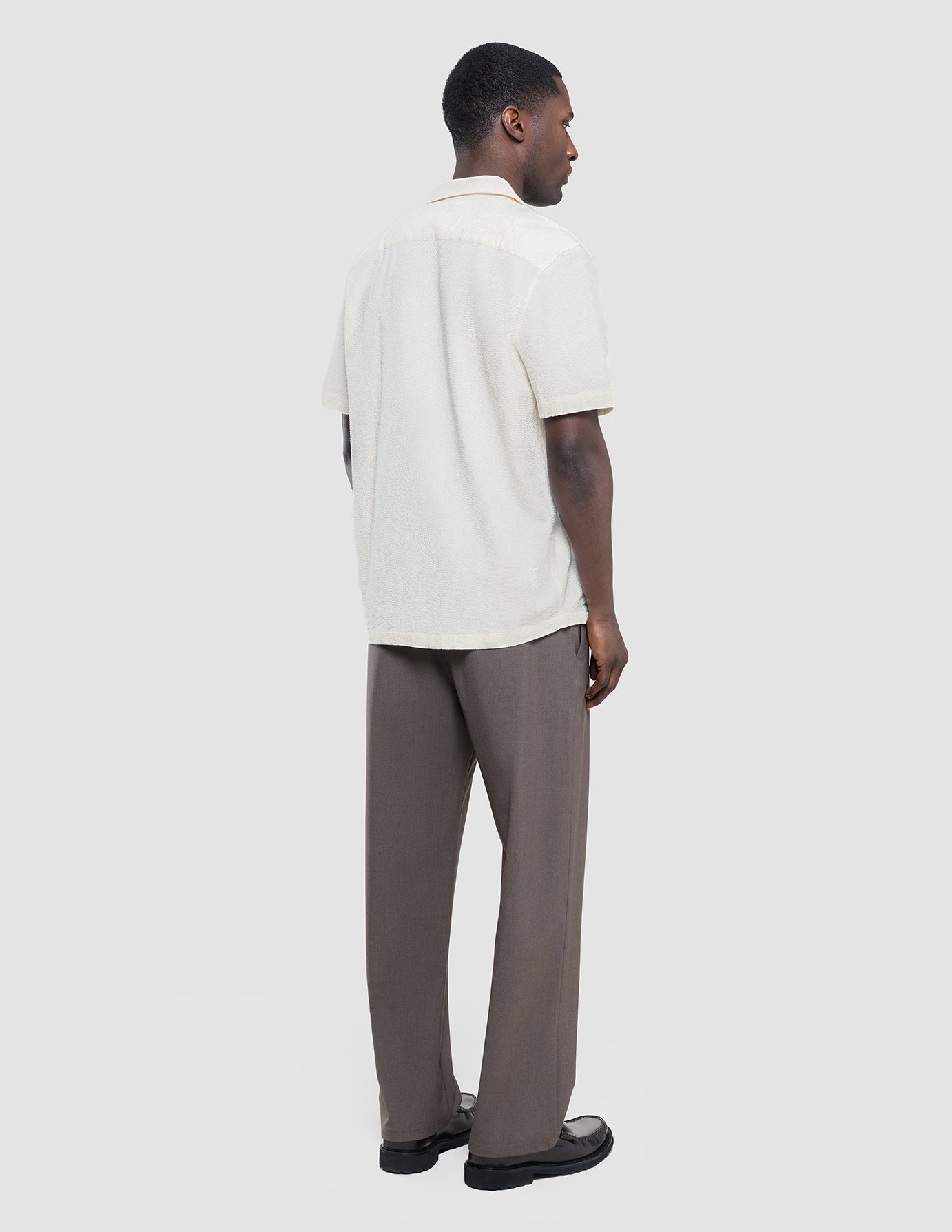 Seersucker Short Sleeve Shirt Off White