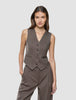 Women Serene Short Vest Brown Stone Herringbone