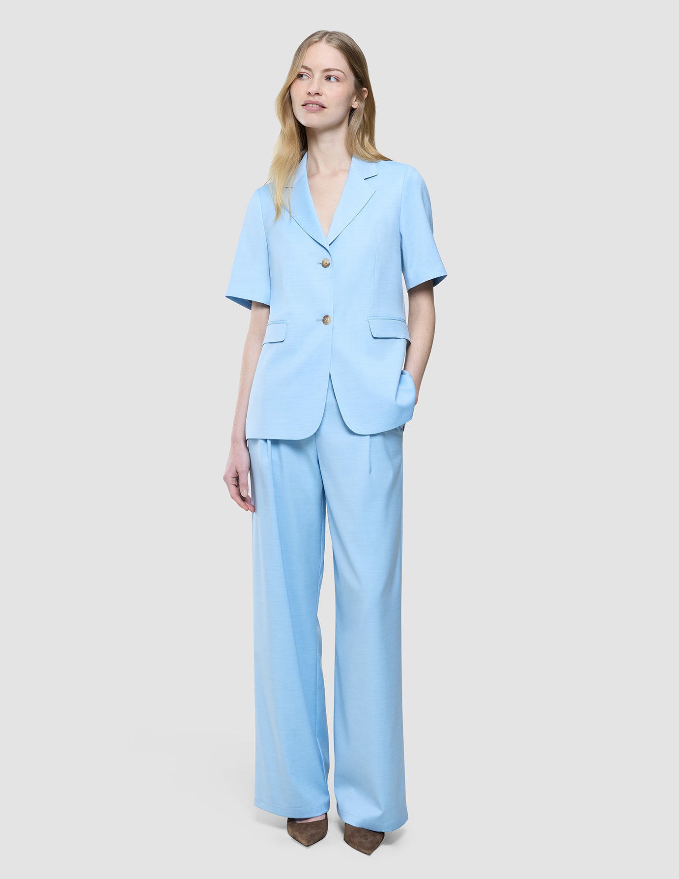 Women Skye Short Sleeved Blazer Blue Haze