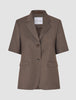skye set dark chestnut melange short sleeved blazer shorts