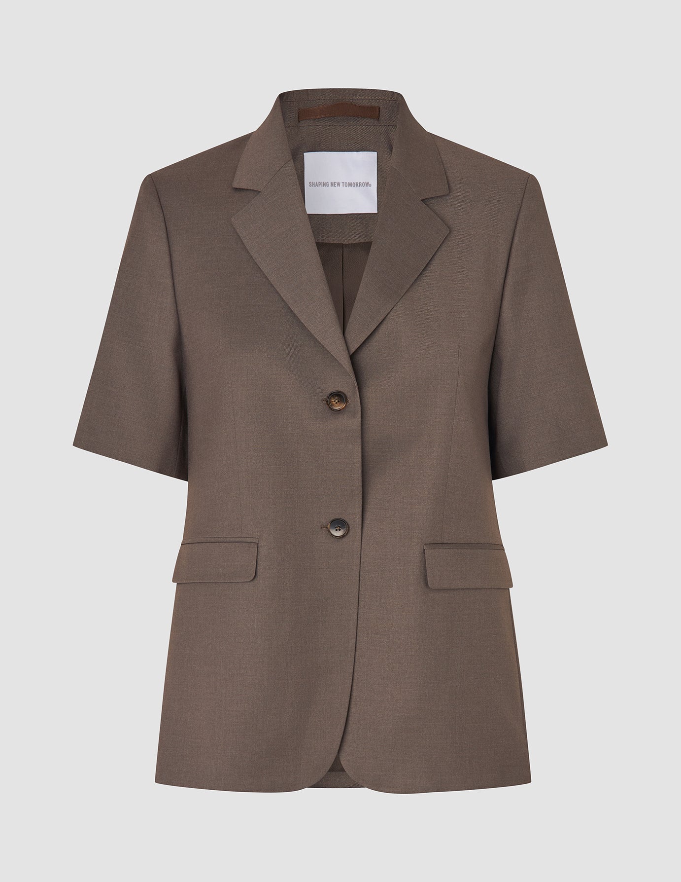 skye set dark chestnut melange short sleeved blazer shorts
