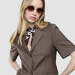 skye set dark chestnut melange short sleeved blazer shorts