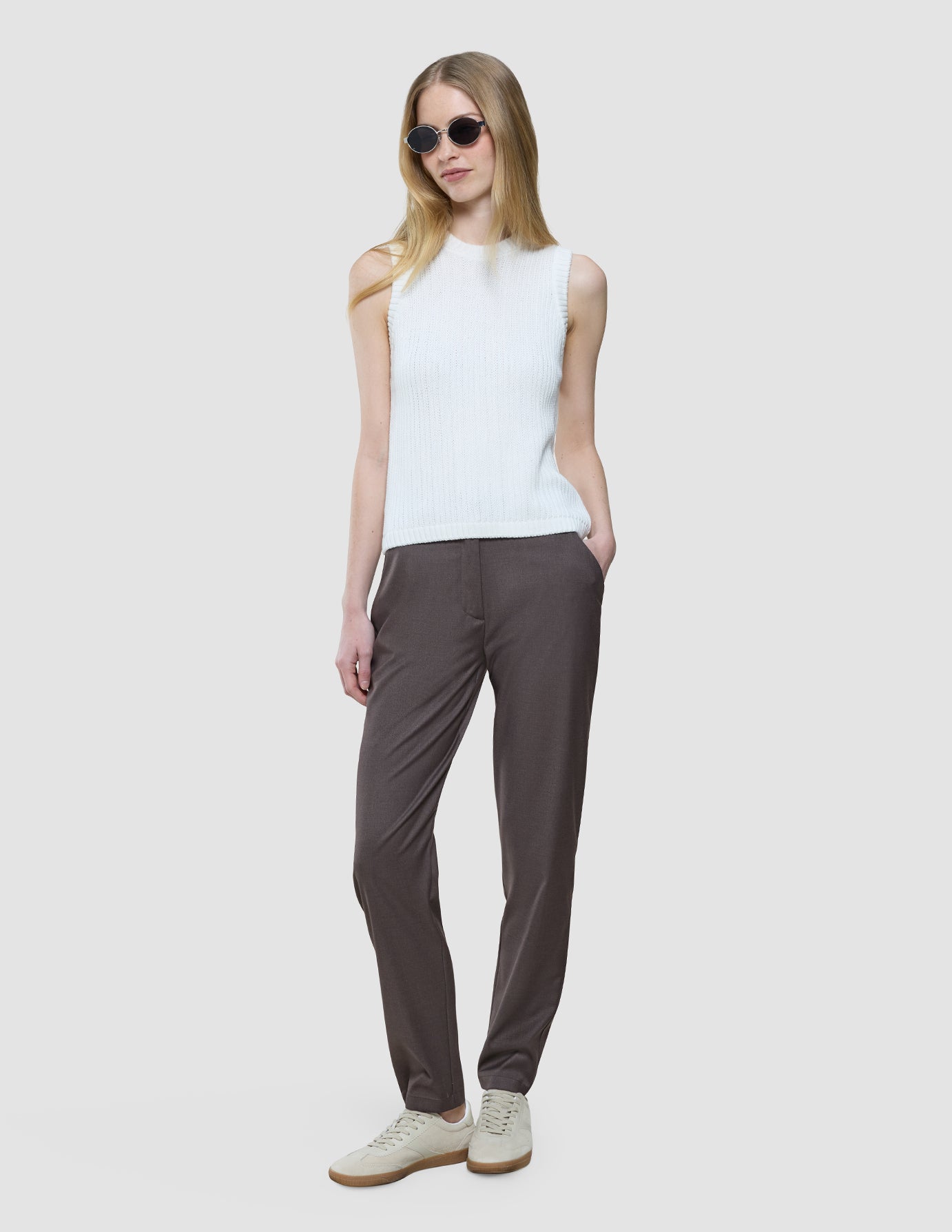 Women Skye Pants Tapered Dark Chestnut Melange